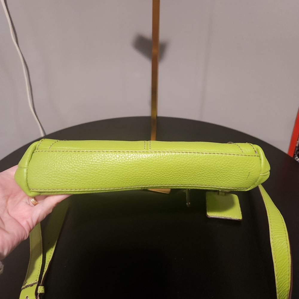 Tignanello Apple Green Leather Crossbody Bag Matching Logo Keychain - Picture 4 of 6